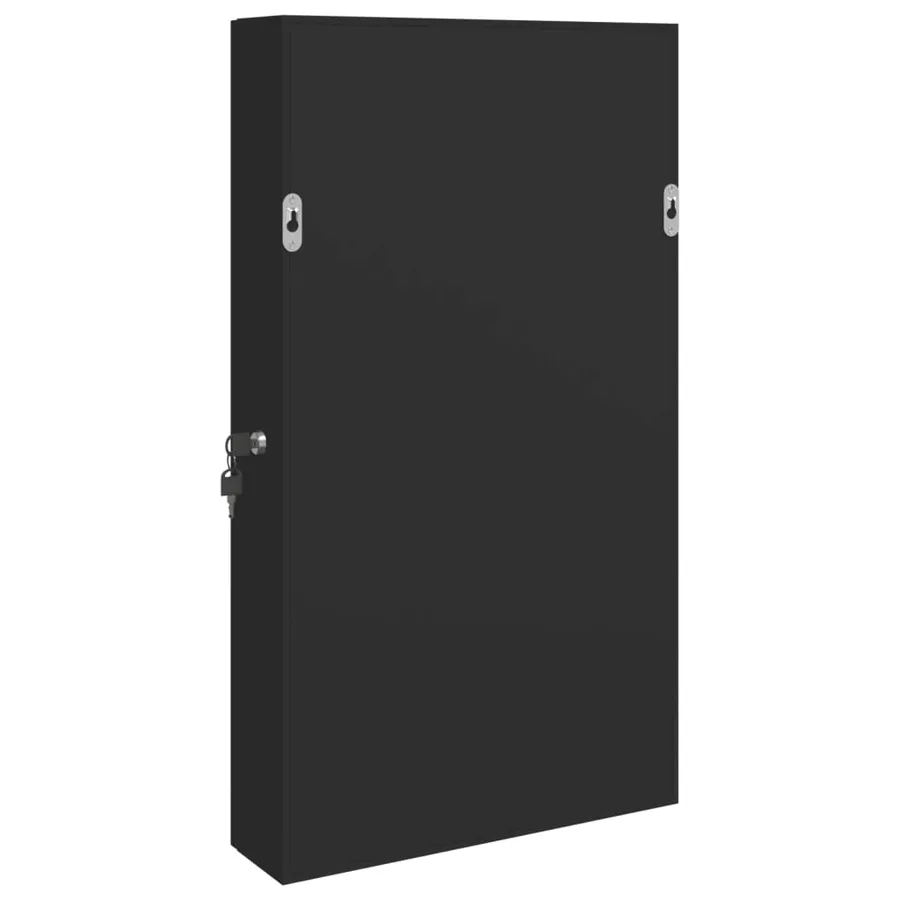 Armoire à bijoux avec miroir murale noir 37,5x10x67 cm - 7