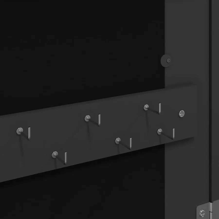Armoire à bijoux avec miroir murale noir 37,5x10x67 cm - 8