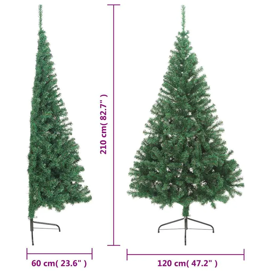 Sapin de Noël artificiel moitié avec support vert 210 cm PVC - 10