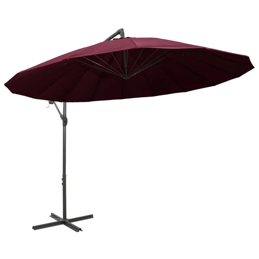 Parasol suspendu avec poteau bordeaux 3 m - 2