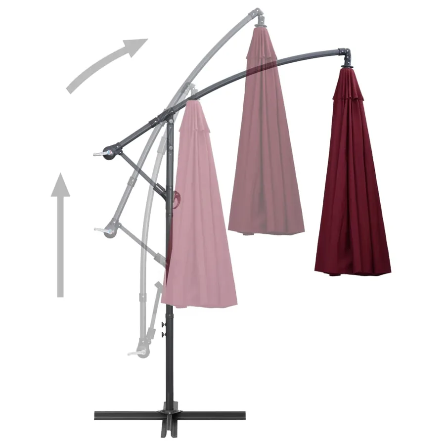 Parasol suspendu avec poteau bordeaux 3 m - 4