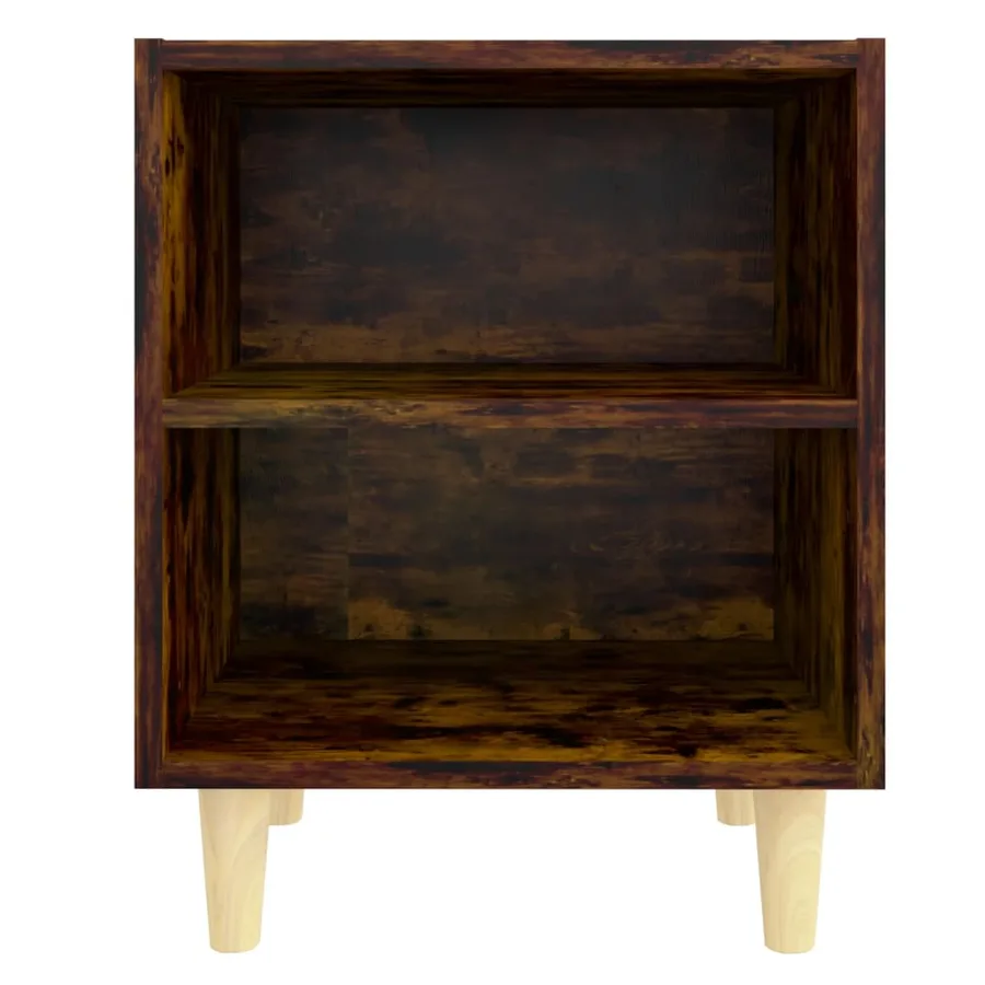 Tables de chevet et pieds en bois 2 pcs Chêne fumé 40x30x50 cm - 4