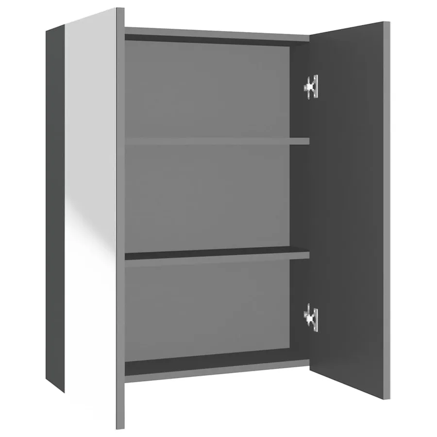 Armoire à miroir de salle de bain 60x15x75 cm MDF Anthracite - 2