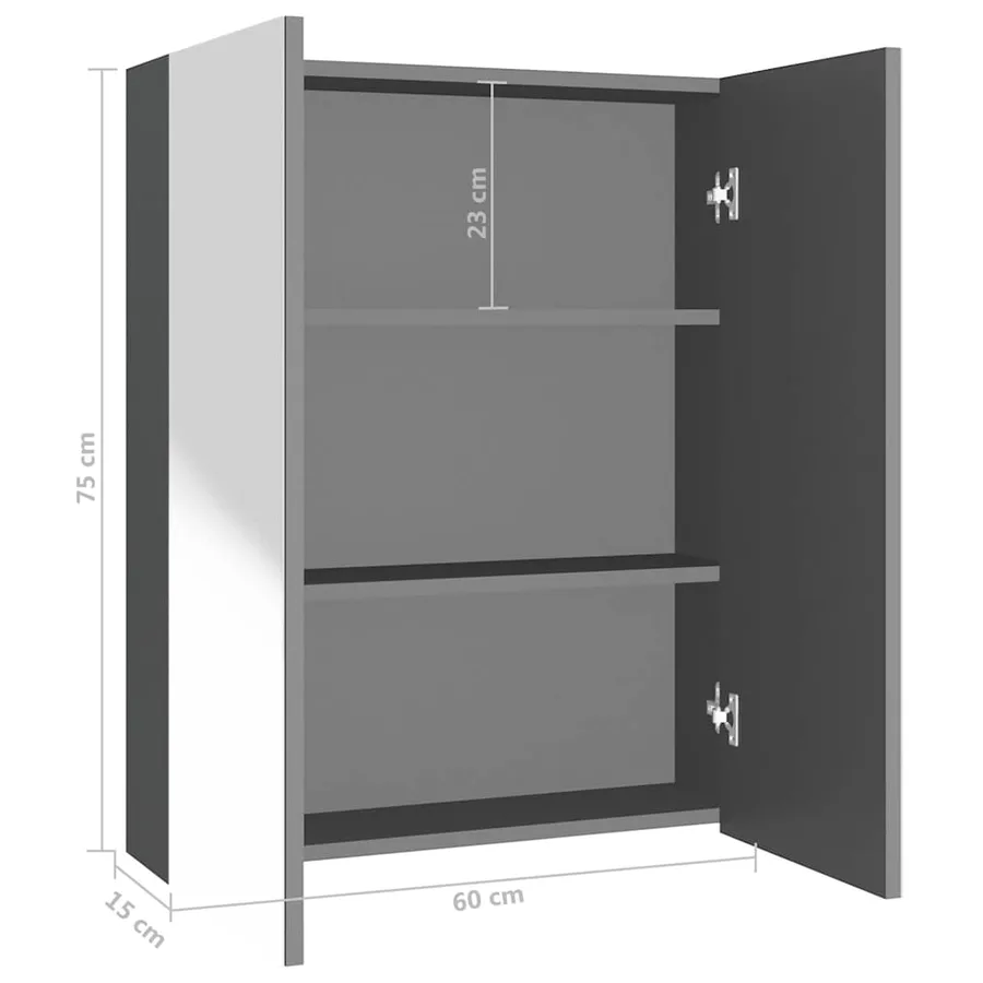 Armoire à miroir de salle de bain 60x15x75 cm MDF Anthracite - 8