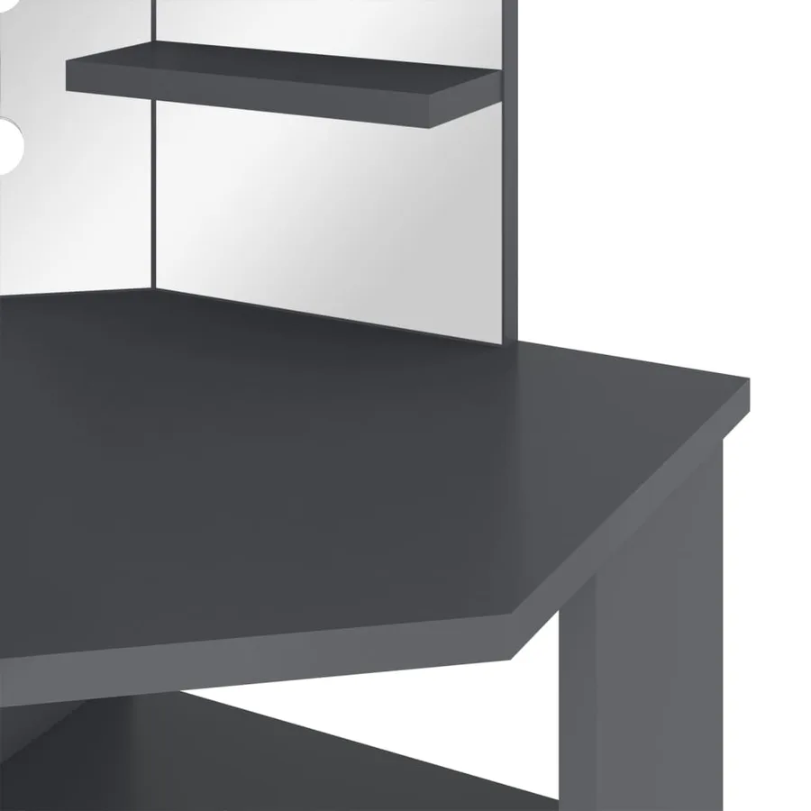 Coiffeuse d'angle avec LED Gris 111x54x141,5 cm - 10