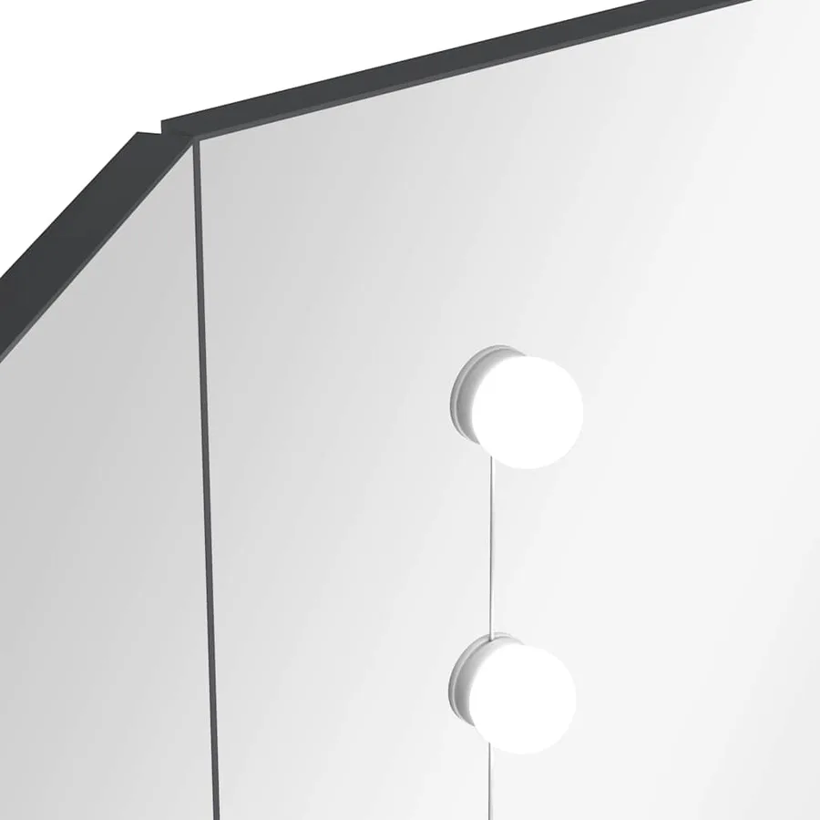 Coiffeuse d'angle avec LED Gris 111x54x141,5 cm - 11