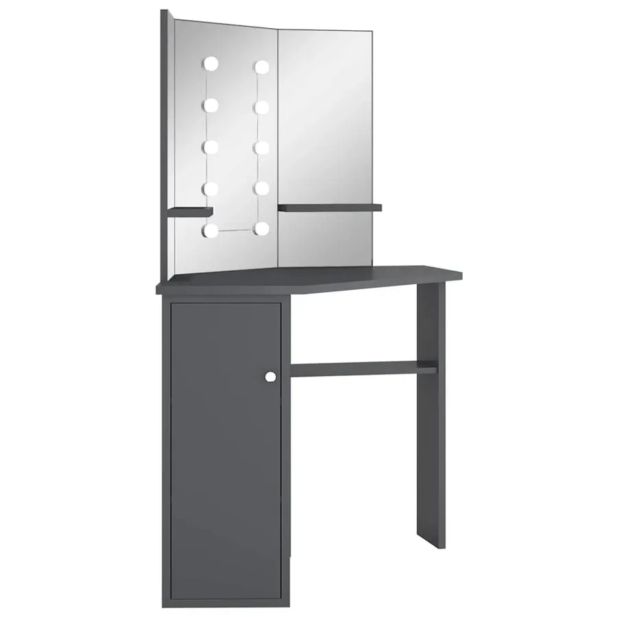 Coiffeuse d'angle avec LED Gris 111x54x141,5 cm - 3