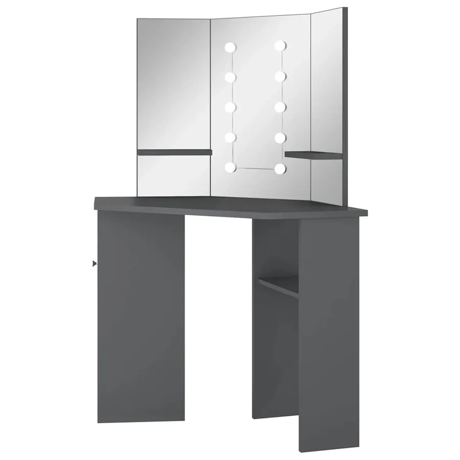 Coiffeuse d'angle avec LED Gris 111x54x141,5 cm - 4