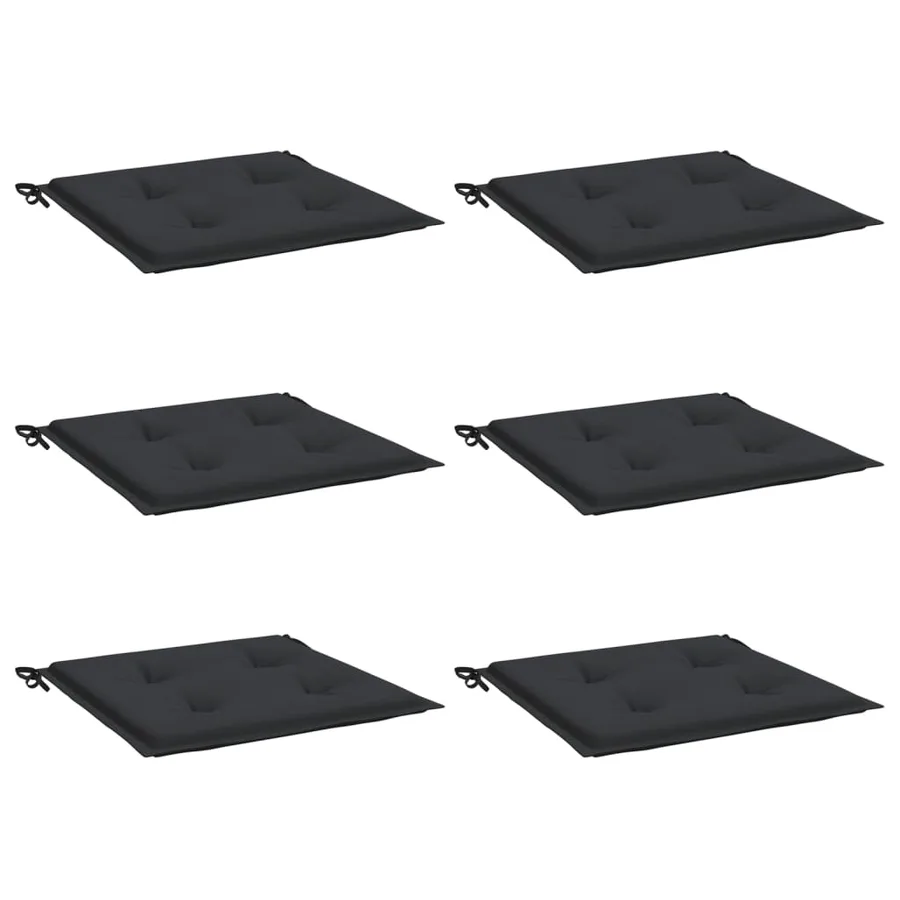Coussins de chaise jardin lot de 6 noir 50x50x4 cm tissu oxford - 3