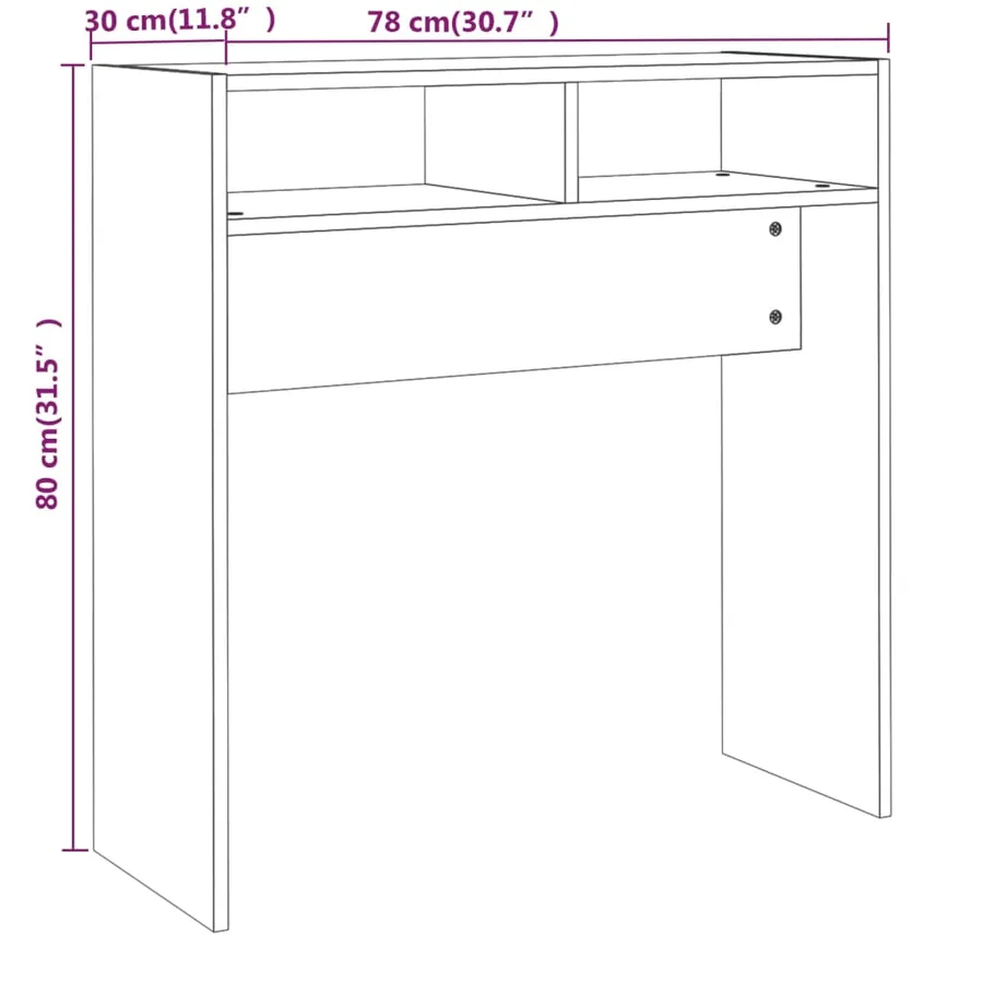 Table console Chêne fumé 78x30x80 cm Bois d'ingénierie - 7