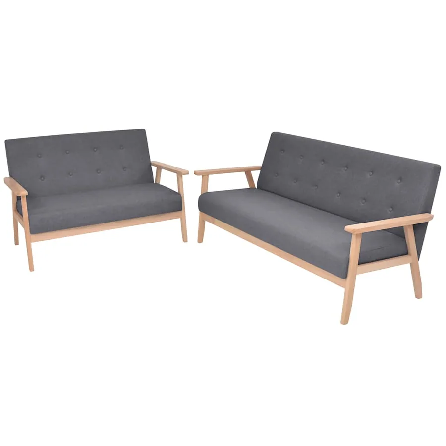 Ensemble de canapés 2 pcs Tissu Gris foncé