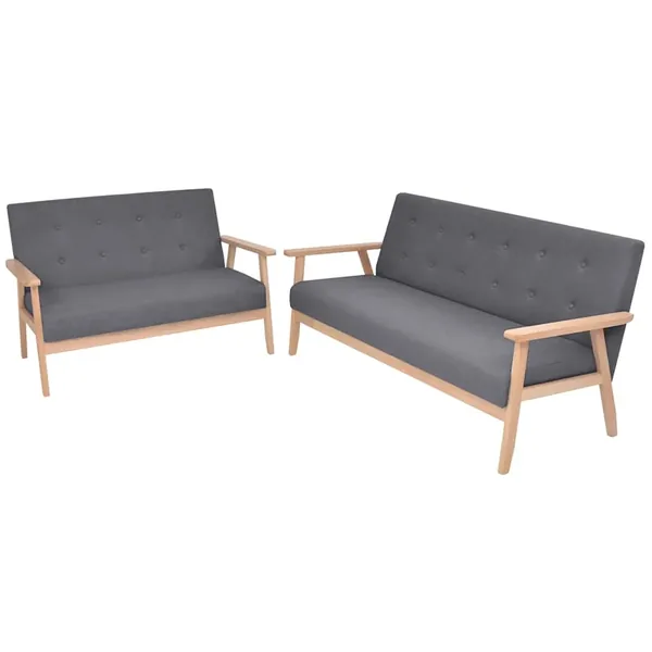Ensemble de canapés 2 pcs Tissu Gris foncé