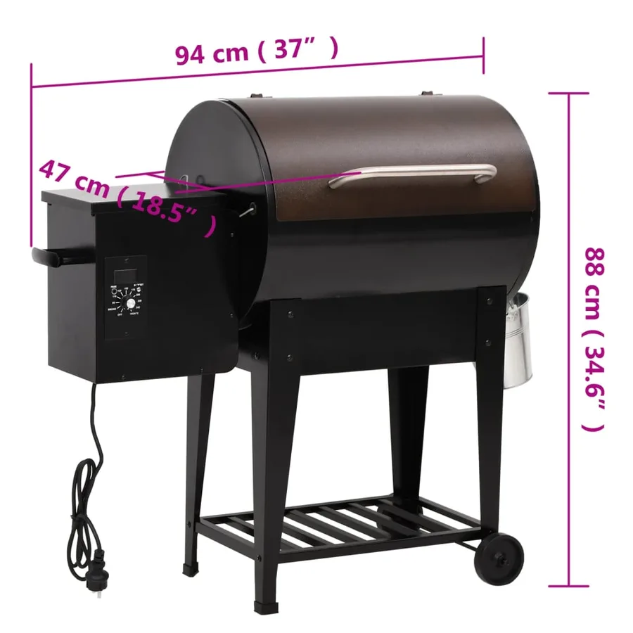 Gril à granulés avec étagère inférieure noir 94 cm fer - 10