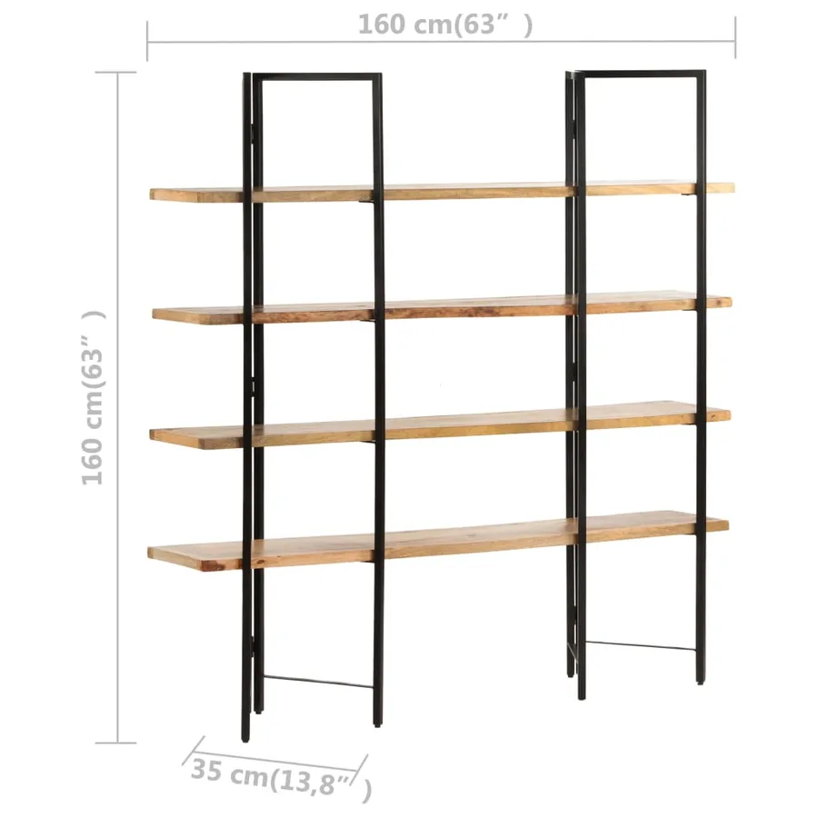 Bibliothèque à 4 niveaux 160x35x160 cm Bois de manguier massif - 7