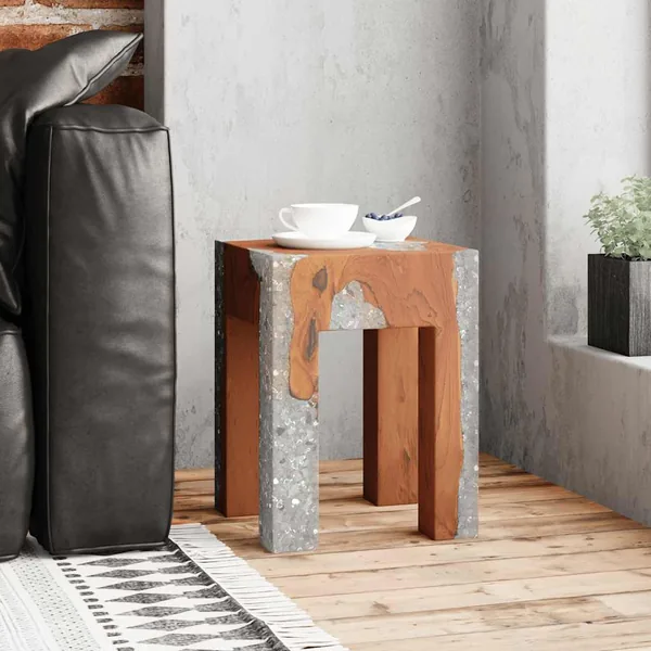 Tabouret Bois de teck massif et résine