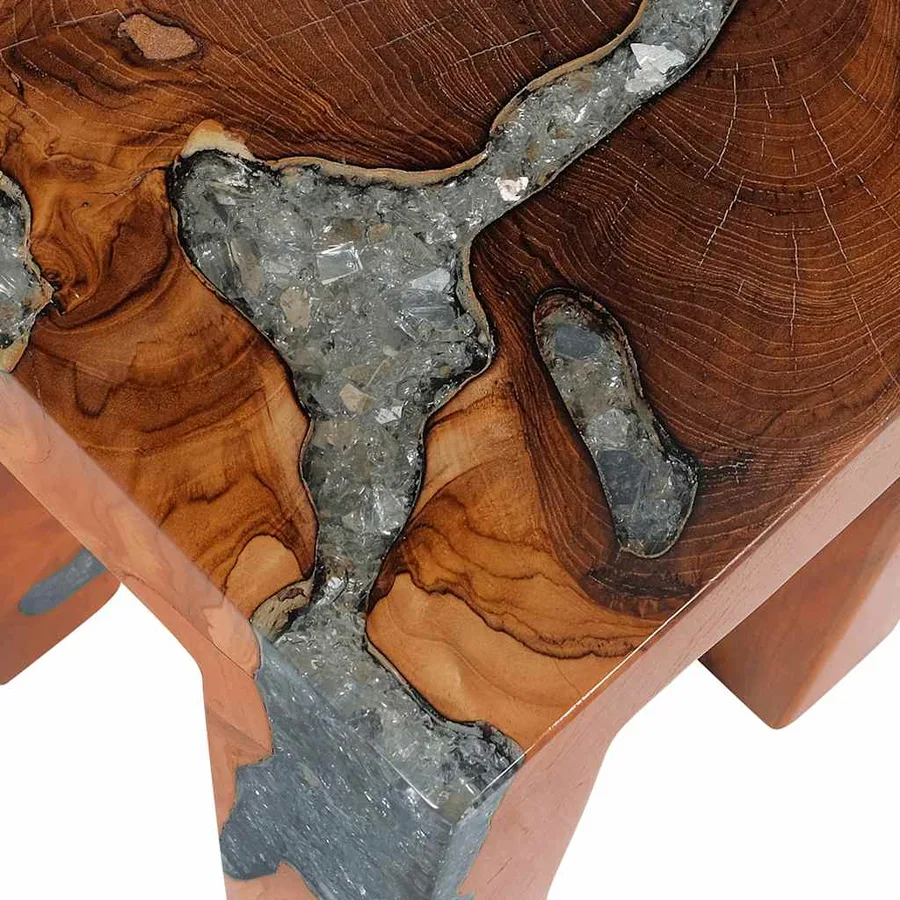 Tabouret Bois de teck massif et résine - 12