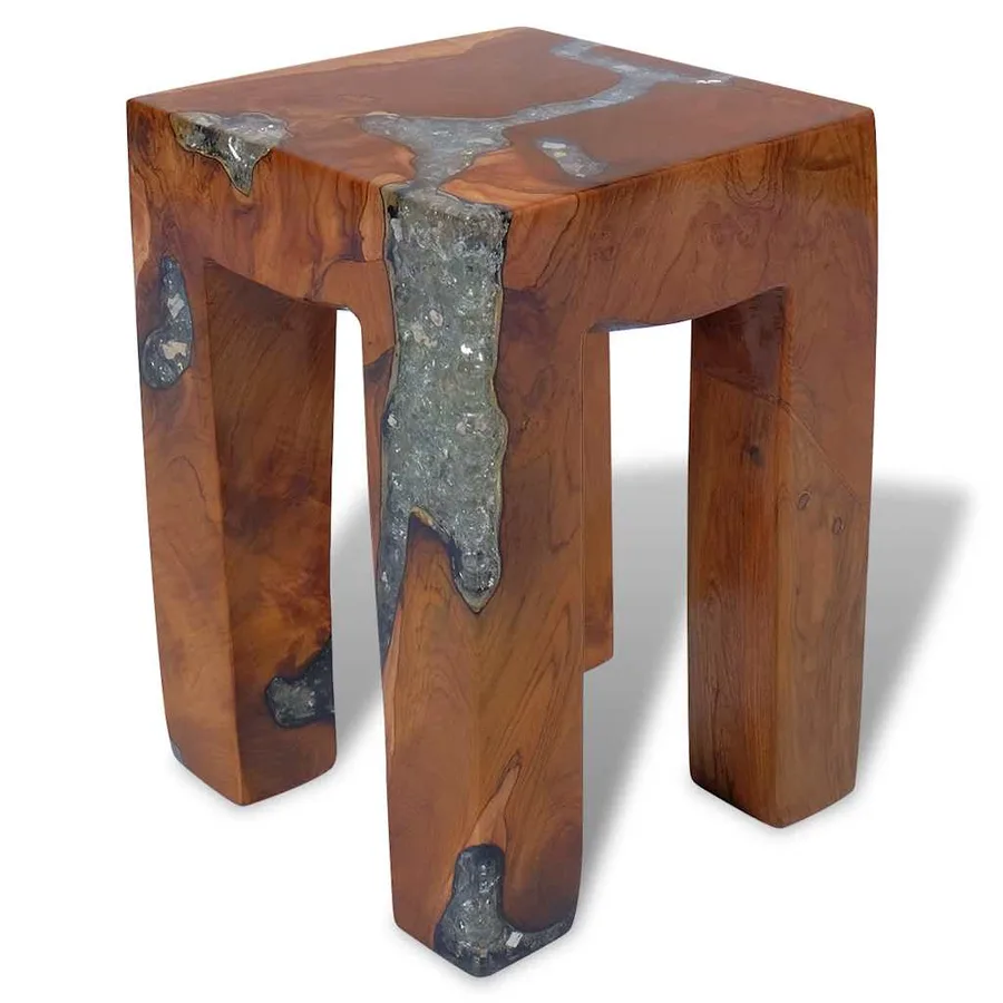 Tabouret Bois de teck massif et résine - 2