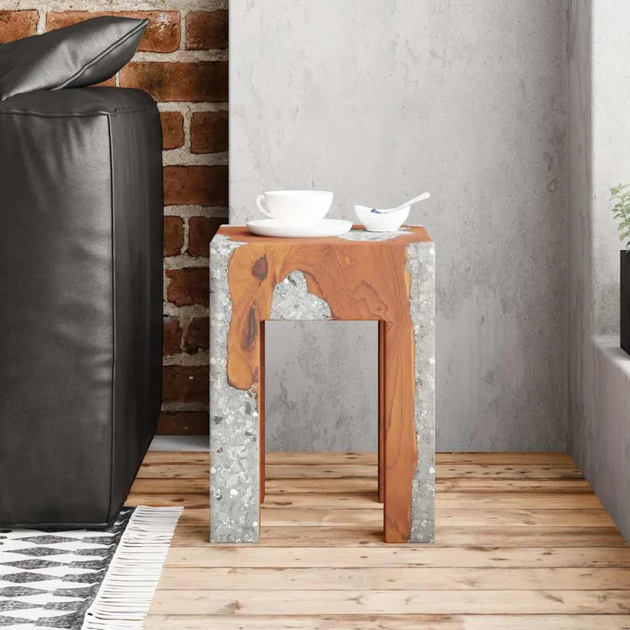 Tabouret Bois de teck massif et résine - 3