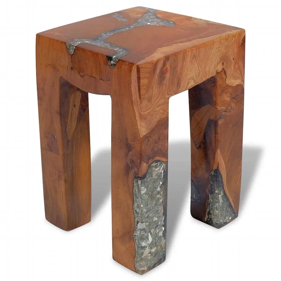 Tabouret Bois de teck massif et résine - 7