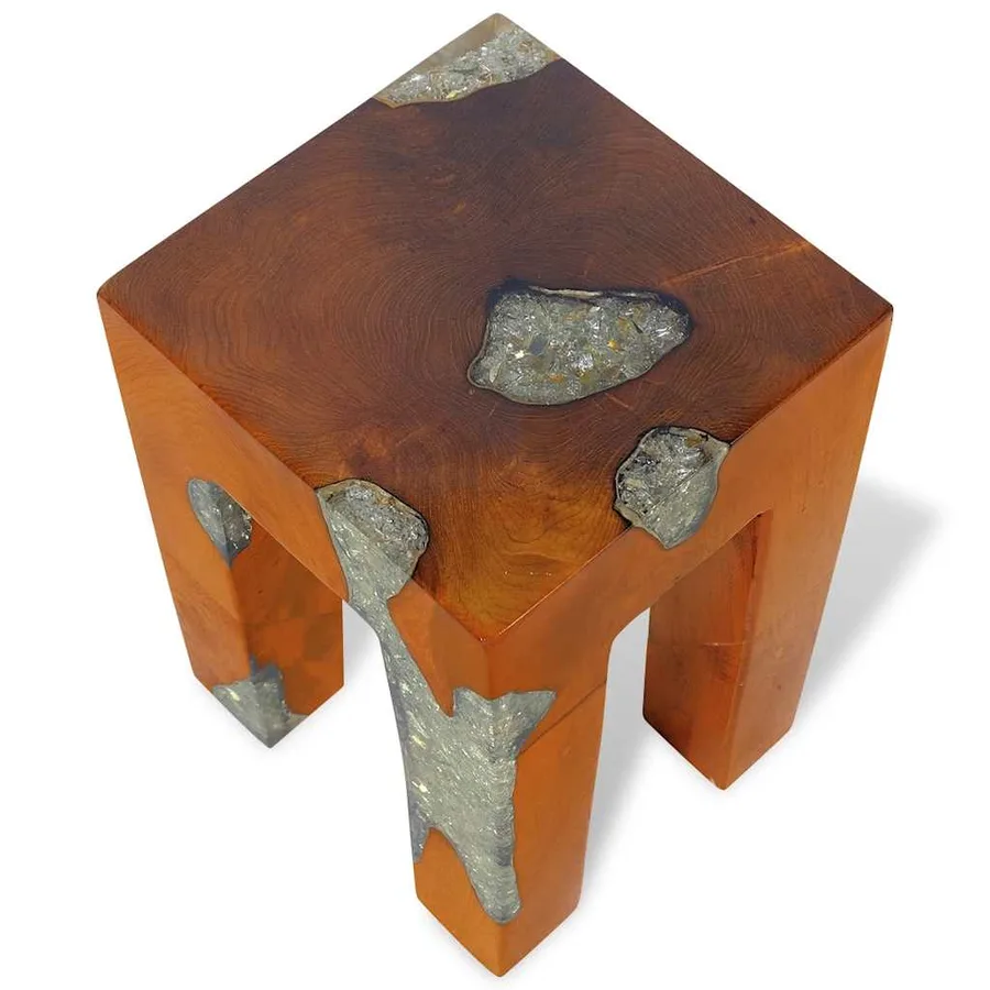 Tabouret Bois de teck massif et résine - 8