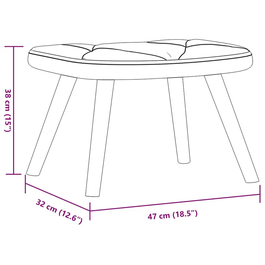 Chaise de relaxation avec tabouret Crème Tissu - 12