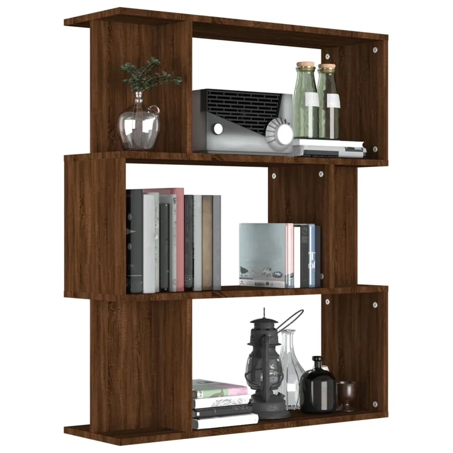 Bibliothèque/Cloison Chêne marron 80x24x96 cm Bois d'ingénierie - 4