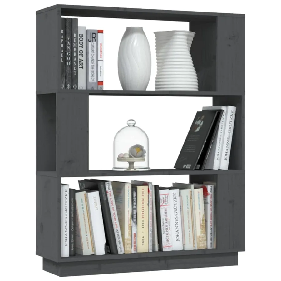 Bibliothèque/Séparateur de pièce Gris 80x25x101 cm Pin massif - 4