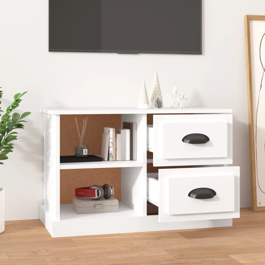 Meuble TV blanc 73x35,5x47,5 cm bois d'ingénierie - 3