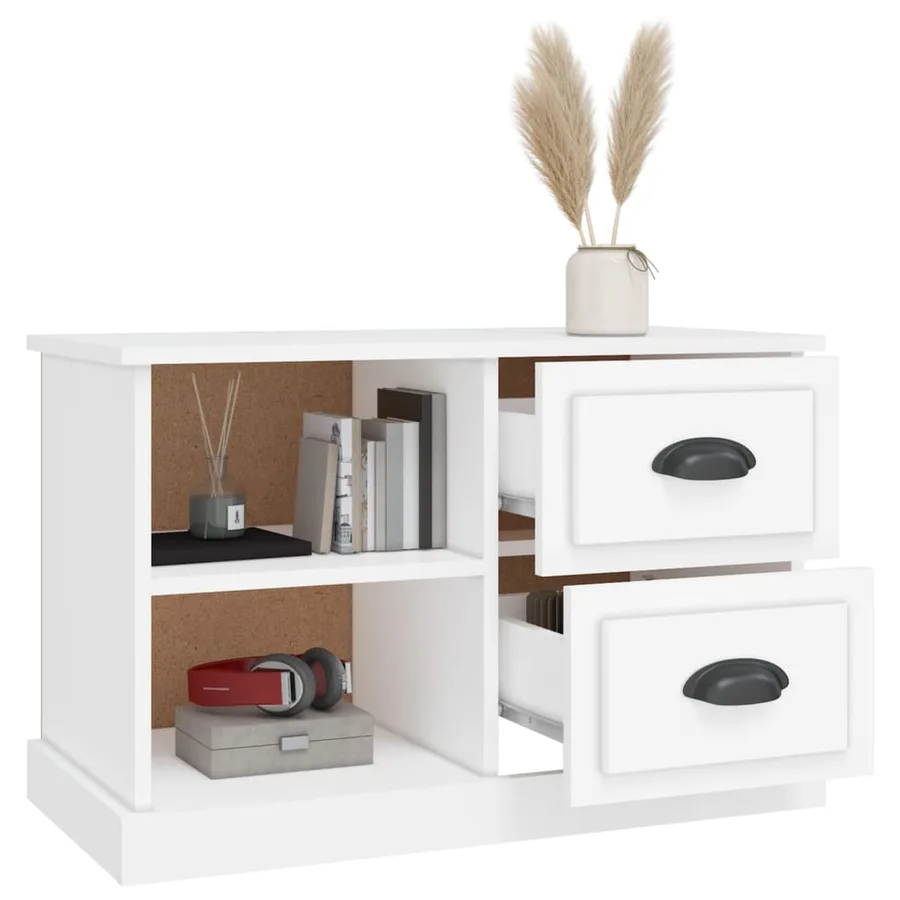 Meuble TV blanc 73x35,5x47,5 cm bois d'ingénierie - 5
