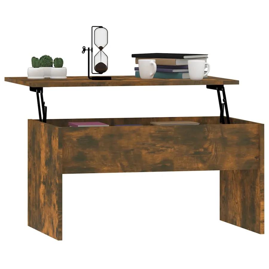 Table basse Chêne fumé 80x50,5x41,5 cm Bois d'ingénierie - 7