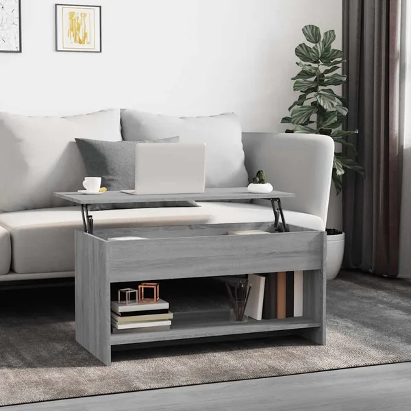 Table basse sonoma gris 102x50x52,5 cm bois d'ingénierie
