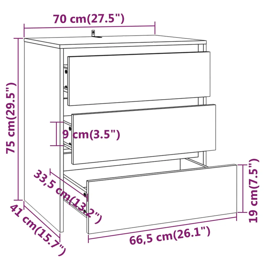 Buffet Gris béton 70x41x75 cm Bois d'ingénierie - 9