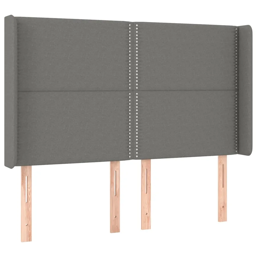 Tête de lit avec oreilles Gris foncé 147x16x118/128 cm Tissu - 2