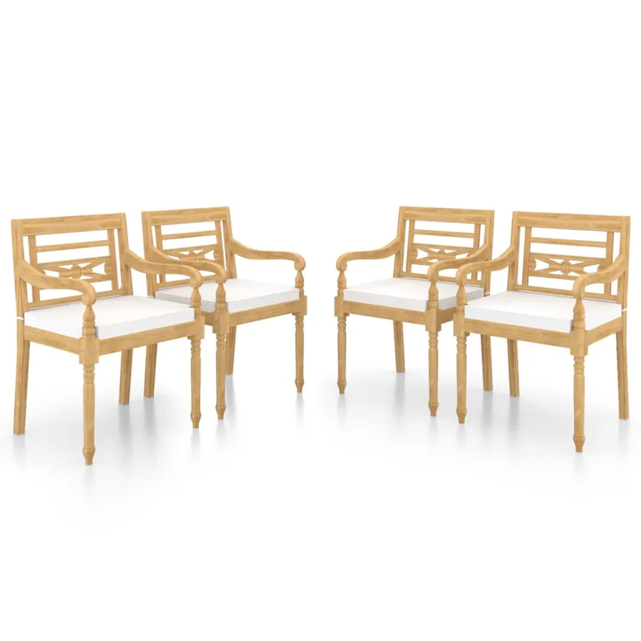 Chaises Batavia lot de 4 avec coussins Bois de teck solide - 2