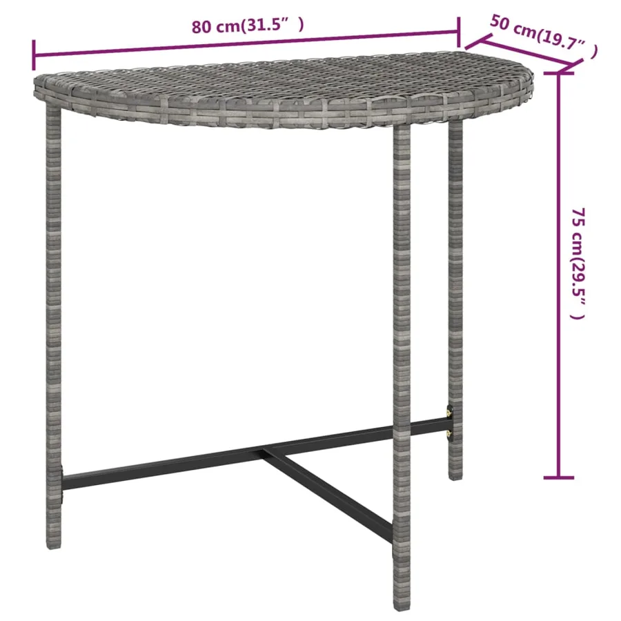 Table de jardin Gris 80x50x75 cm Résine tressée - 7