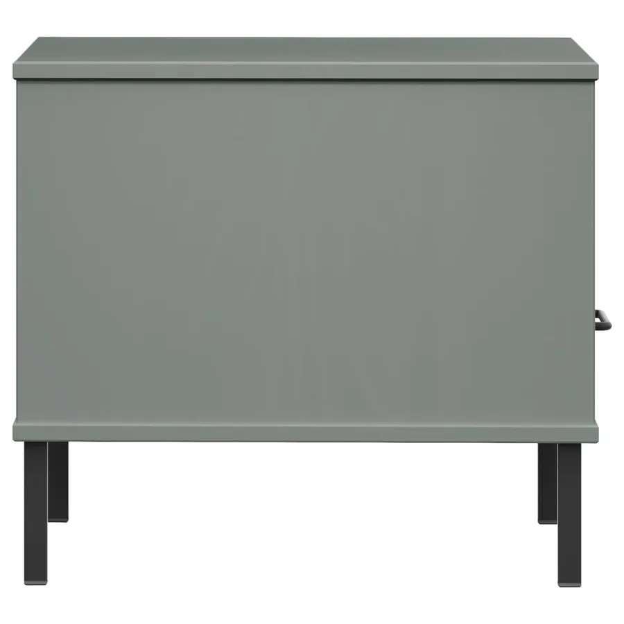 Table de chevet avec pieds en métal Gris Bois pin massif OSLO - 6
