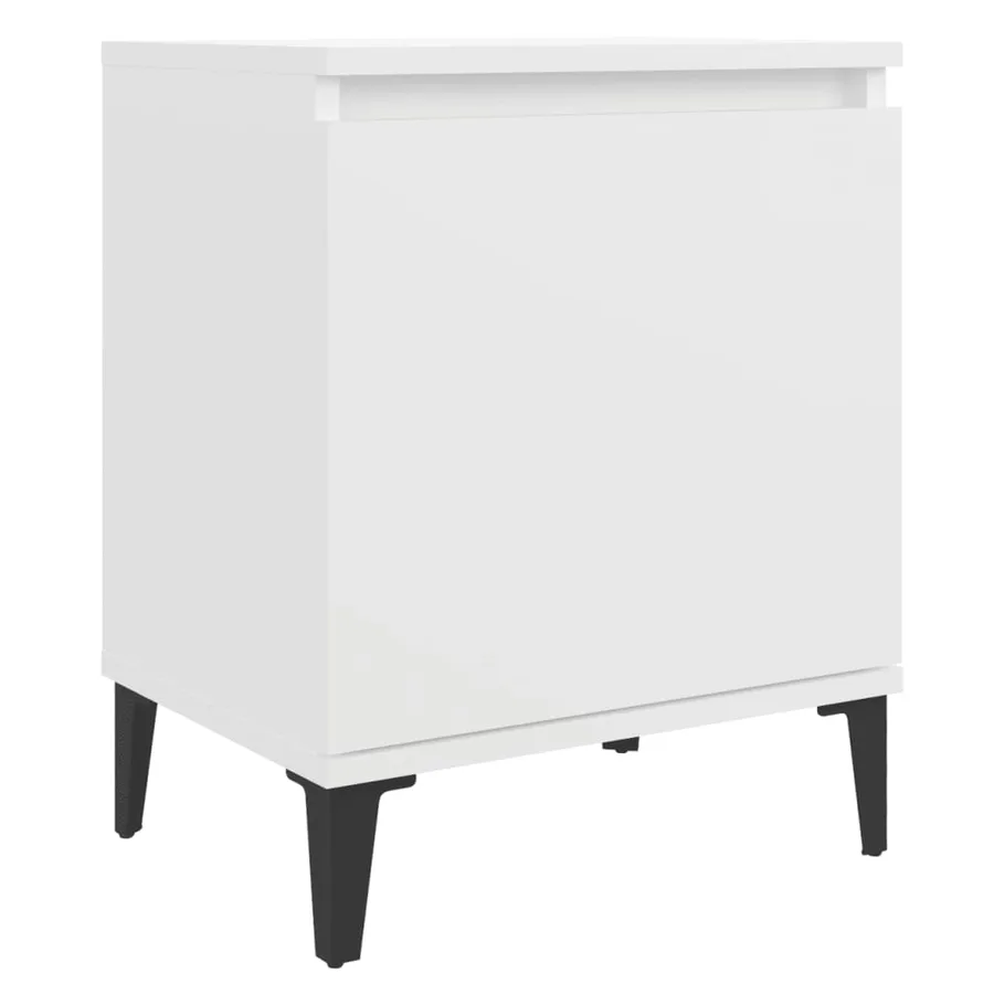 Table de chevet avec pieds en métal blanc 40x30x50 cm - 2