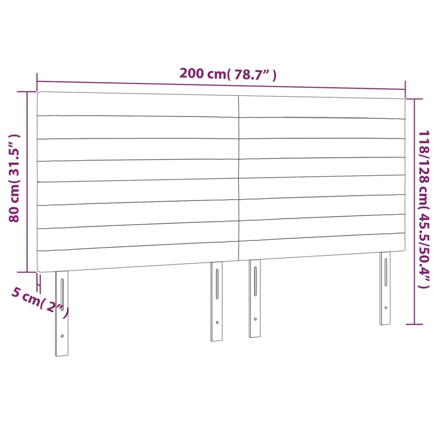 Tête de lit Gris clair 200x5x118/128 cm Tissu - 8