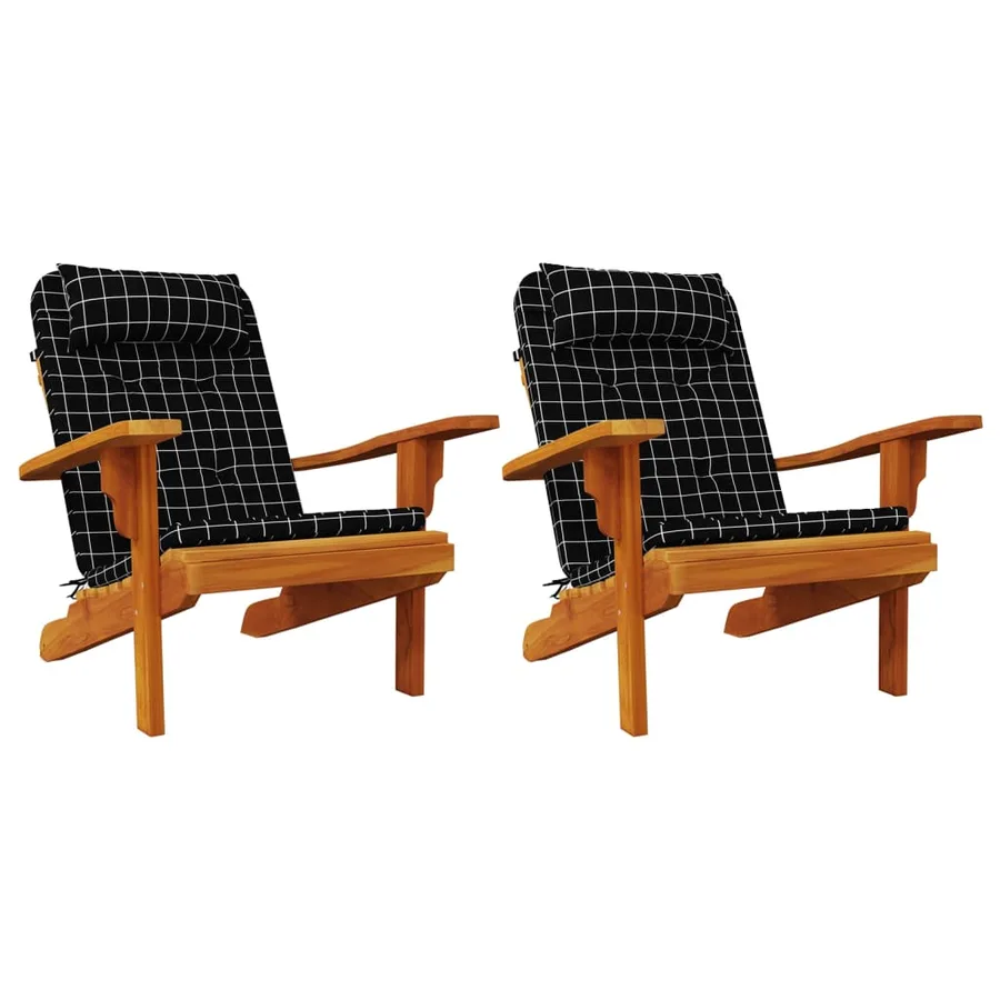 Coussins de chaise adirondack lot de 2 carreaux noir - 4