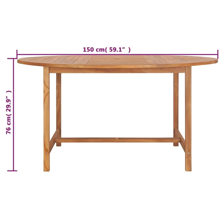 Table de jardin 150x76 cm Bois de teck solide - 7