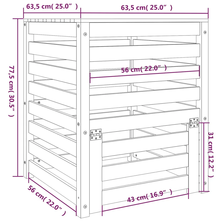 Composteur Blanc 63,5x63,5x77,5 cm Bois massif de pin - 10