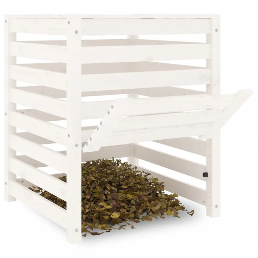 Composteur Blanc 63,5x63,5x77,5 cm Bois massif de pin - 4