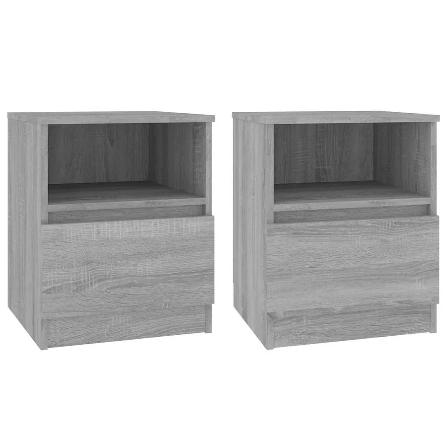 Tables de chevet 2 pcs sonoma gris 40x40x50cm bois d'ingénierie - 2