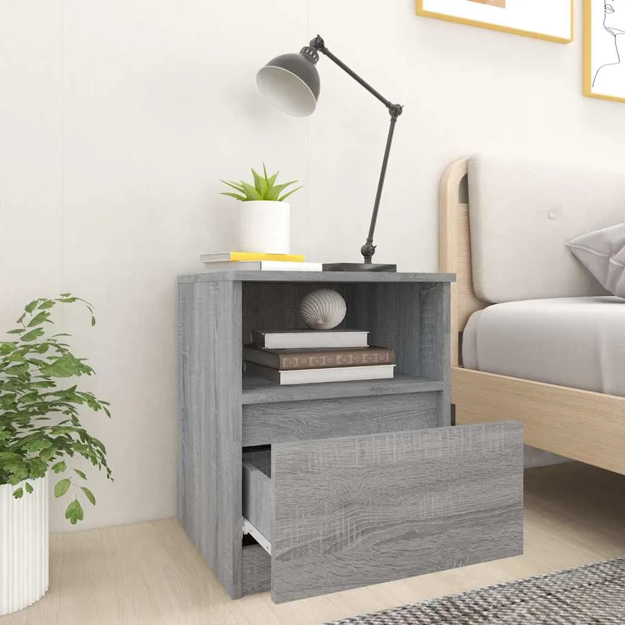 Tables de chevet 2 pcs sonoma gris 40x40x50cm bois d'ingénierie - 3
