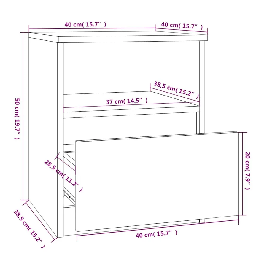 Tables de chevet 2 pcs sonoma gris 40x40x50cm bois d'ingénierie - 9