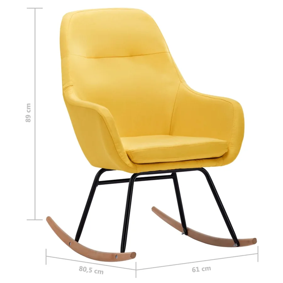 Chaise à bascule Jaune moutarde Tissu - 8