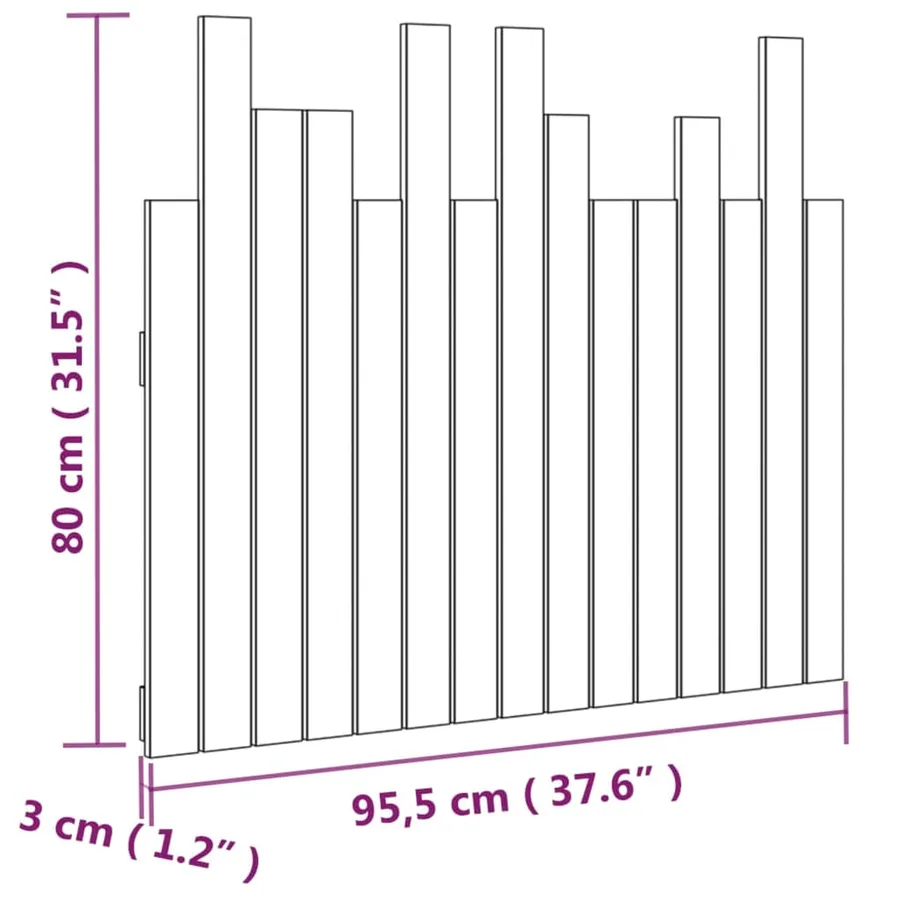 Tête de lit murale Blanc 95,5x3x80 cm Bois massif de pin - 8