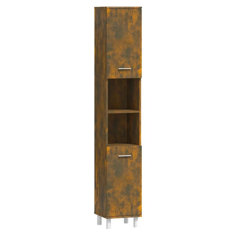 Armoire de bain Chêne fumé 30x30x179 cm Bois d'ingénierie - 2