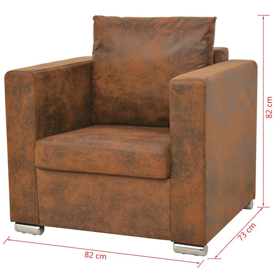 Ensemble de canapés 2 pcs cuir daim synthétique - 6