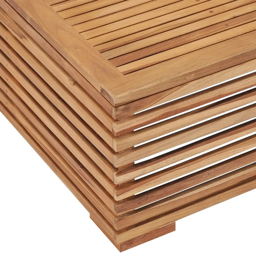 Table et repose-pied de jardin coussin gris foncé Bois de teck - 4